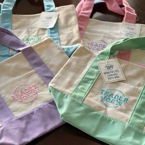 Trader Joe's Mini Pastel Canvas Tote Bags